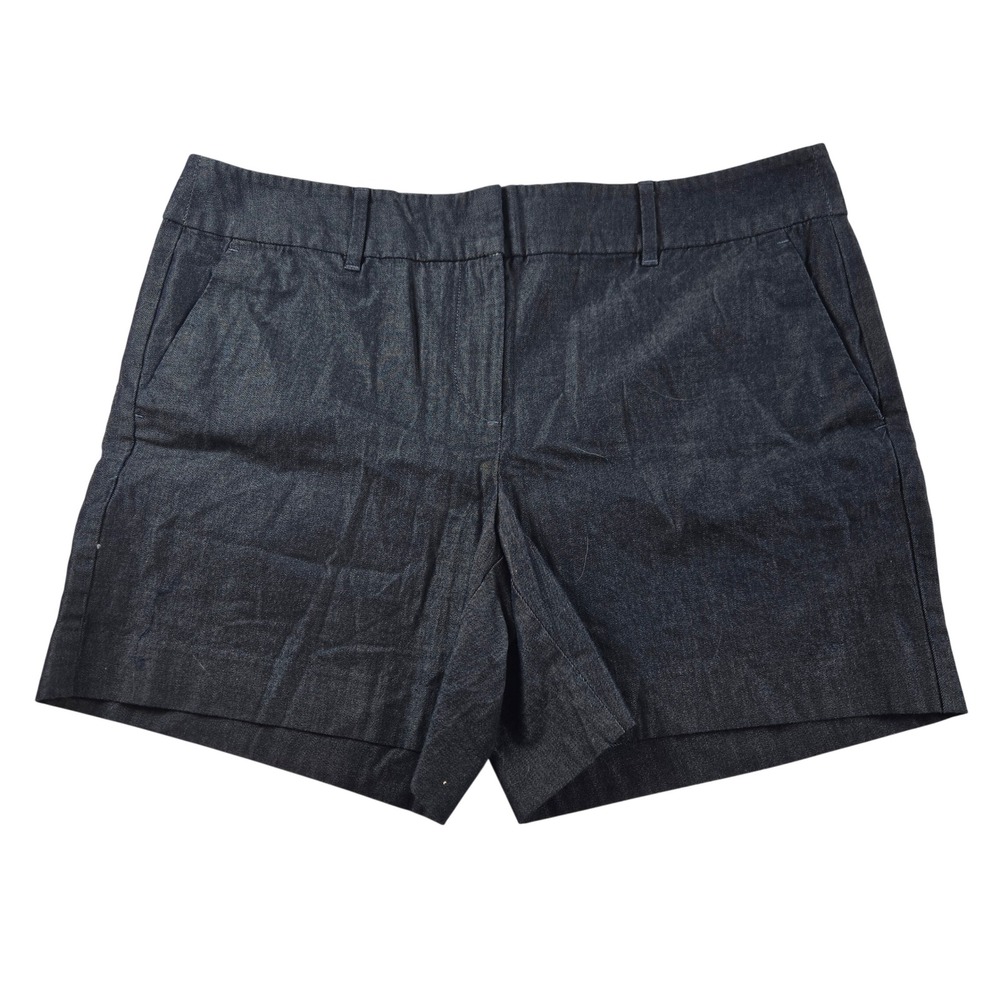 Ann Taylor Factory Shorts Womens 10 Blue‎ Chambray Linen Look Dress Casual
